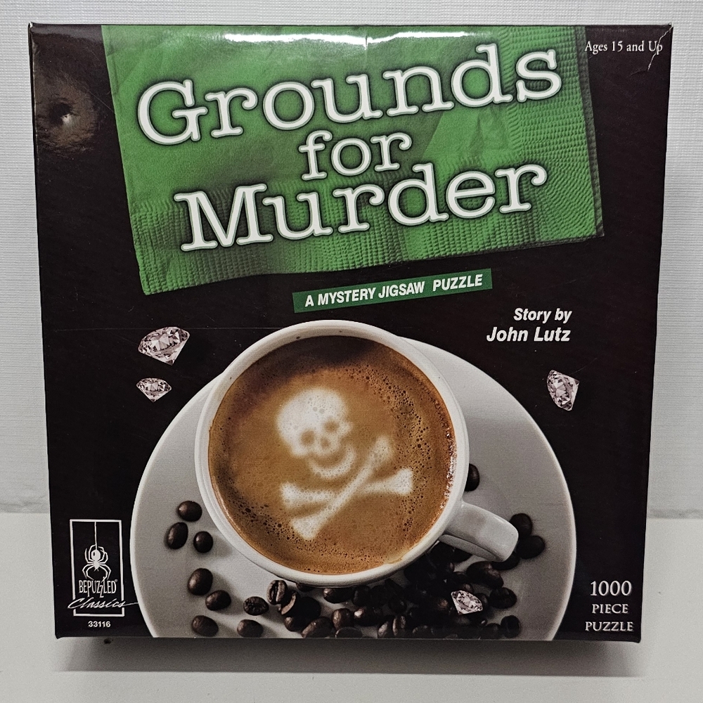 Grounds for Murder Mystery Jigsaw Puzzle — Black & Green by